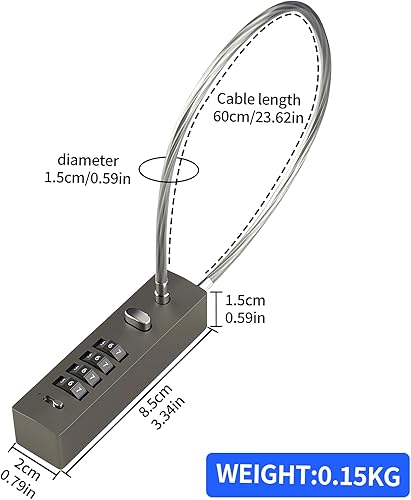 Miniatura 2 de Cerradura de puerta de valla al aire libre - bicicleta, cadena de cable, cerraduras de combinación
