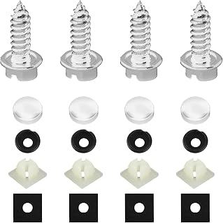 Ziciner 4PCS Rustproof License Plate Screw Kit, Anti-Theft Stainless Steel Car Bolts Fasteners Kit, Self Tapping Mounting Bolts for Securing Front and Back License Plate Frame, Cover (Silver)