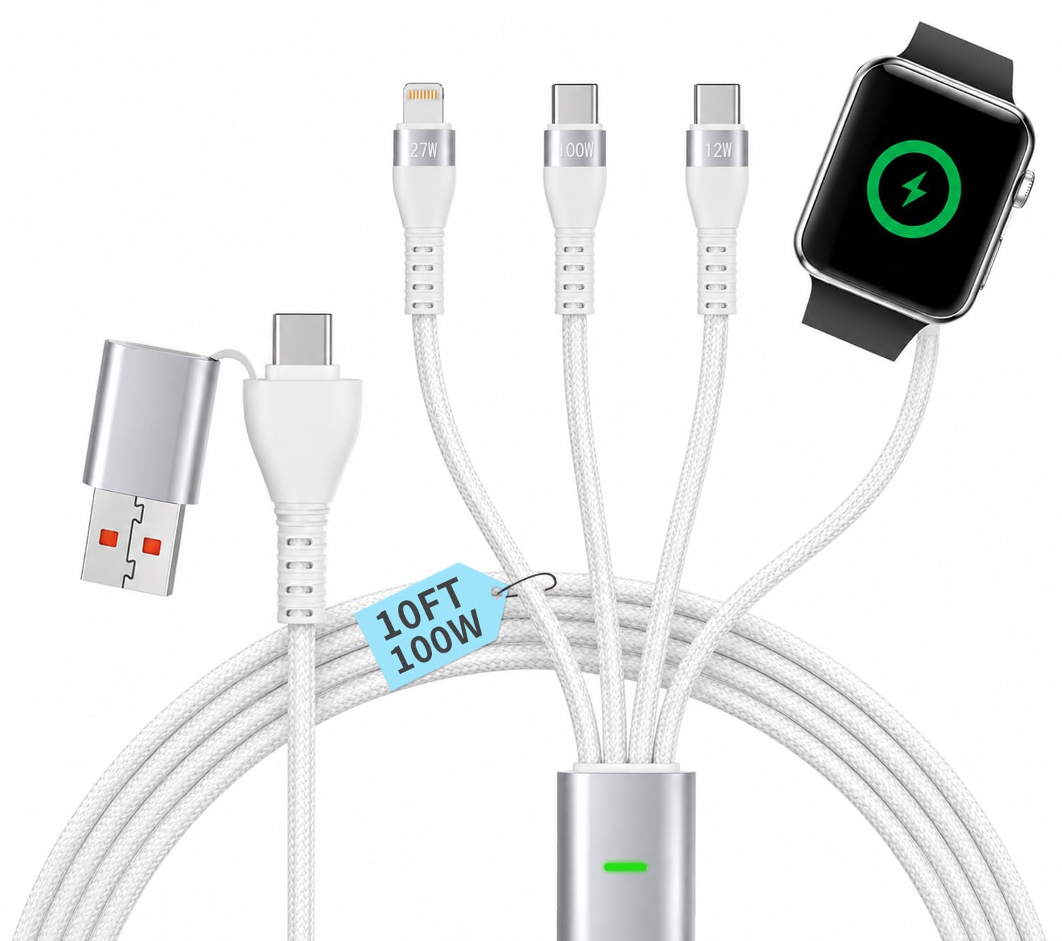 Travel Essentials - Cable de carga múltiple 4 en 2 para Apple Watch, 10