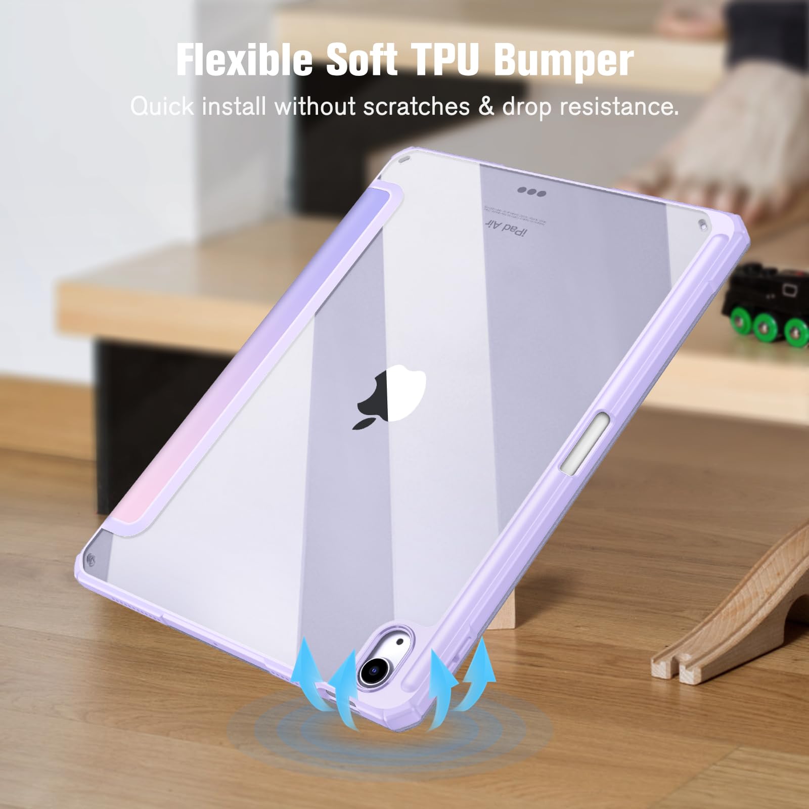 Fintie Schutzhülle Für IPad Air 11 Zoll (2024-2020) – Stoßfest, Transparente Rückseite, Apple Pencil 2 Ladung & Halter