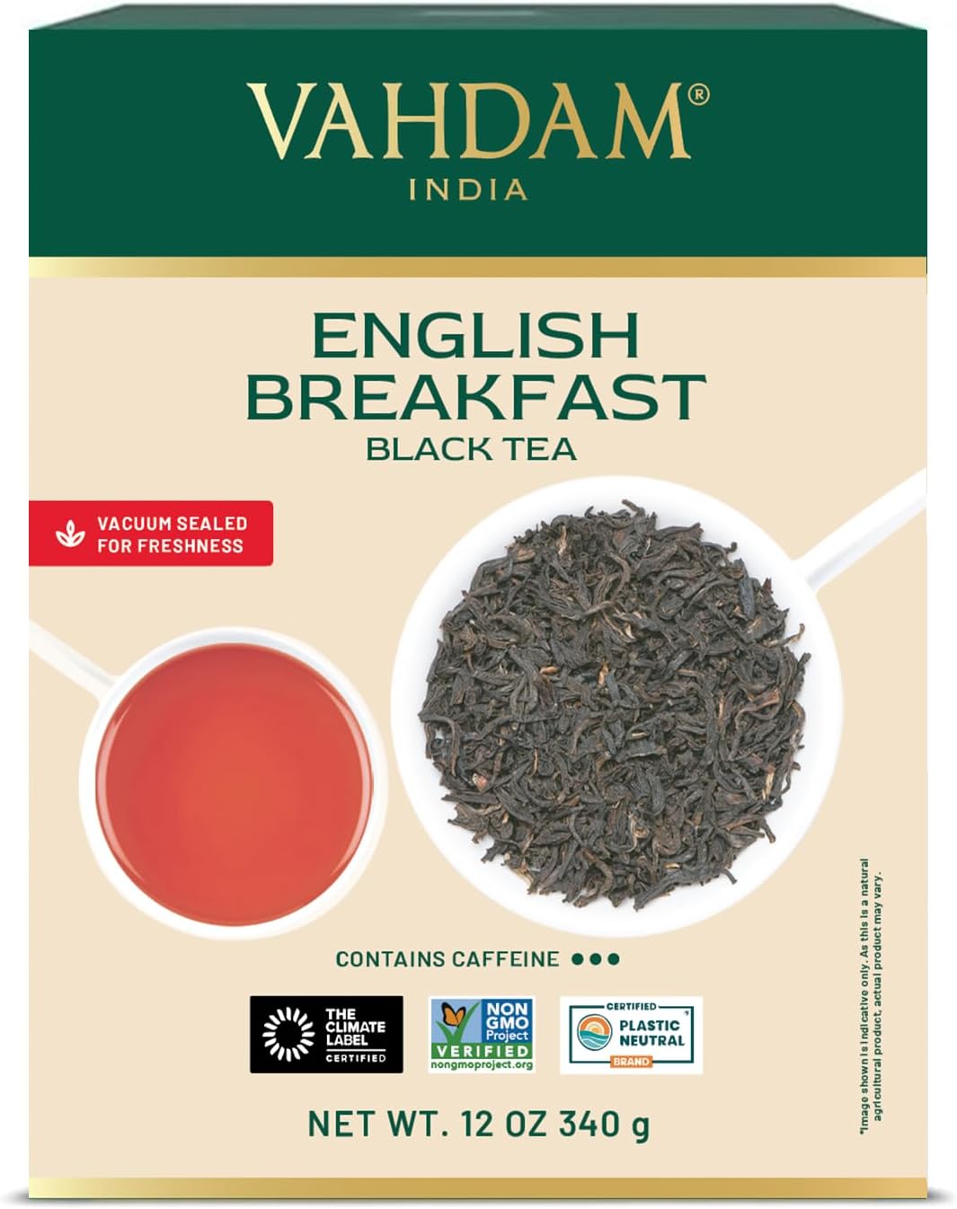 English Breakfast Tea Loose Leaf (12oz|170+ Cups) Bold Black Tea | Robust, Malty |High Caffeine, Non GMO, Gluten Free |Unblended Single Origin Black Tea |Vacuum Sealed |Enjoy With/Without Milk
