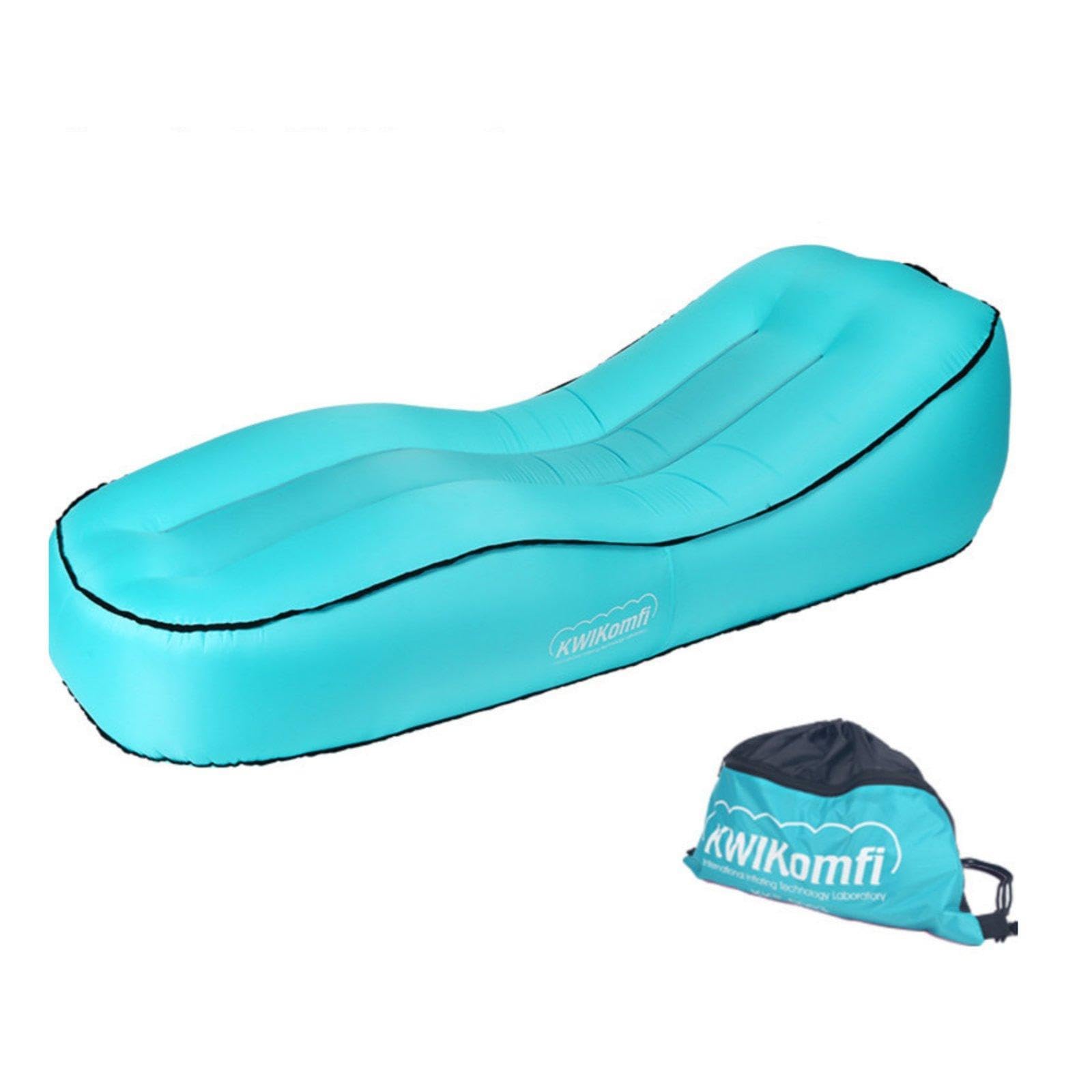 Handhand-Pump Inflatable Sofa, Ergonomic Air Mattress, Portable Curved Bed for Nap, Outdoor & Indoor Use Blue Curved-image-9