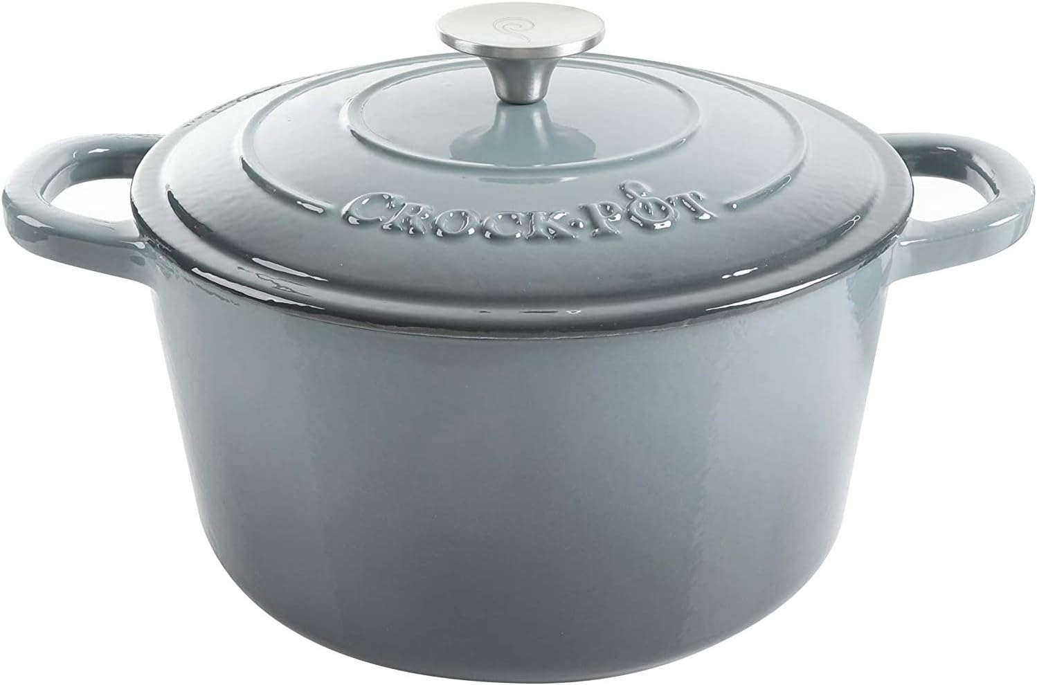 Crock Pot 69143.02 Artisan 7 Quart Enameled Cast Iron Round Dutch Oven, Slate Gray