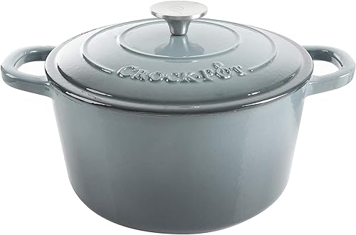 Crock Pot olla para horno holandés de hierro fundido artesanal de 7 cuartos de galón Gris slate gray