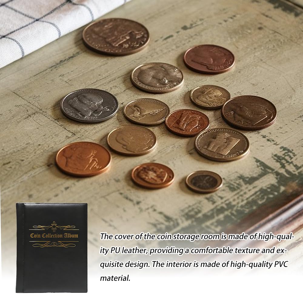 Album per Monete 480 Tasche Raccoglitore 2euro Collezione, Collection Raccoglitore Coin Album Libro per Monete da Collezione Portamonete Raccolta per Euro, Sterlina, Pence