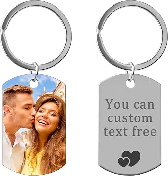 HYPERFOLD Personalized keychain with Colorful Photo and Engraved Text- Custom keychain for Boyfriend Valentines Day Birthday Gift