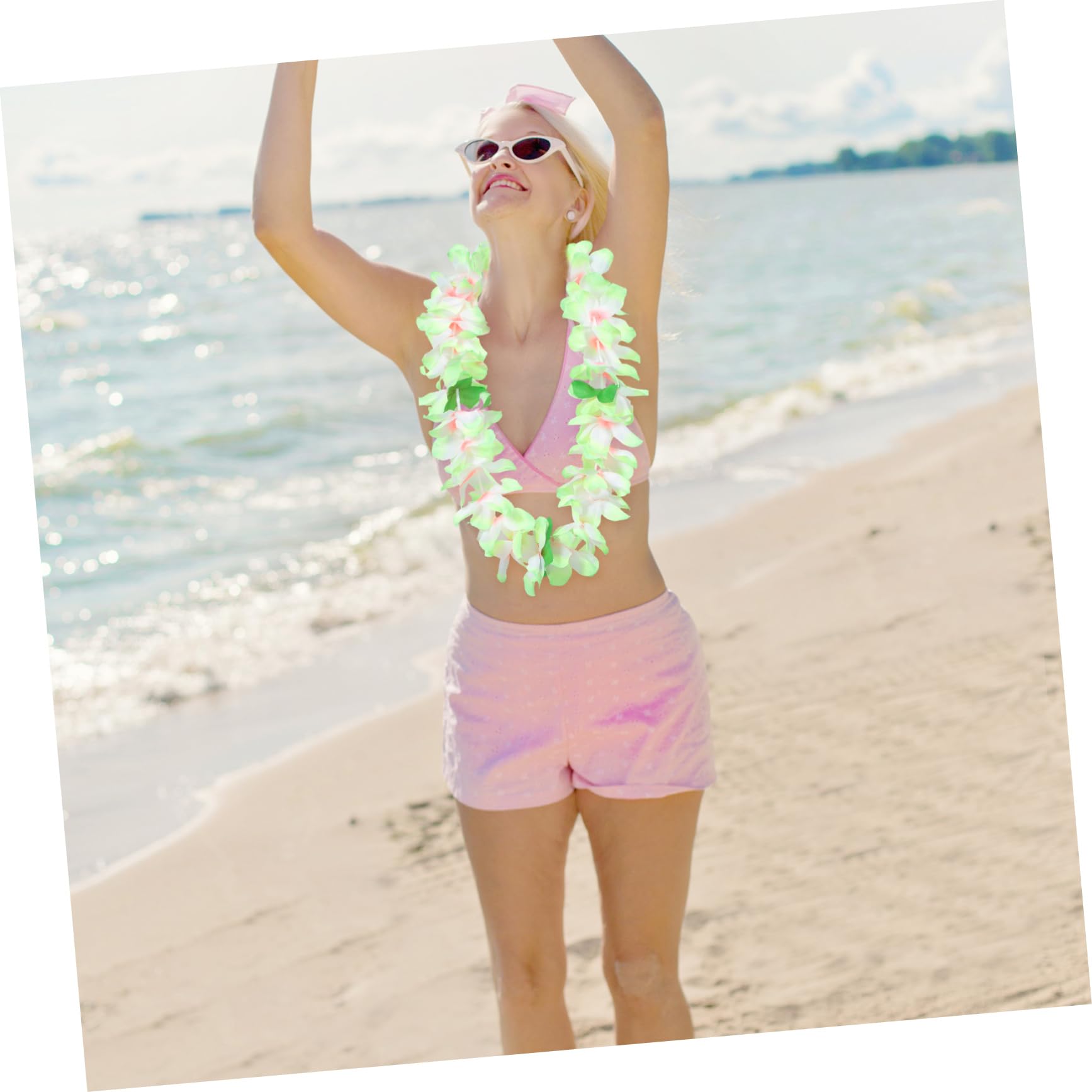 12piezas Collar Hawaiano Luau Collar De Guirnalda Floral De Fiesta Hawaiana Para Adultos
