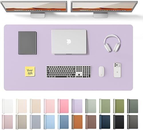 Miniatura 114 de YSAGi Protector de escritorio de piel, alfombrilla de oficina, alfombrilla grande para ratón, alfombrilla antideslizante de piel sintética, Azul