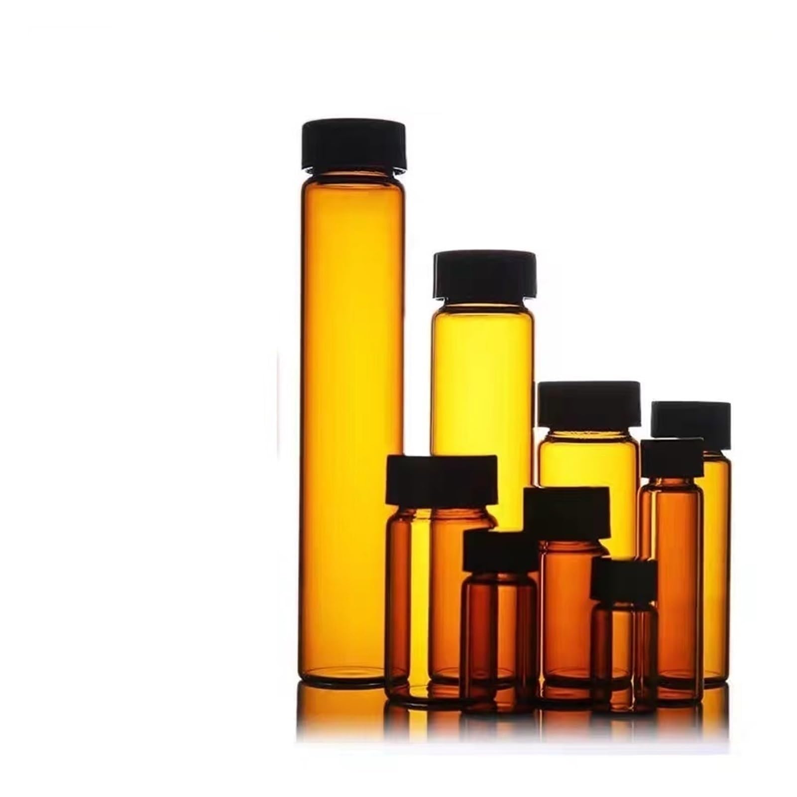 Botella para reactivos de Laboratorio, Botella de Aceite Esencial con Boca de Rosca marrón de Vidrio de Laboratorio ámbar de 2 ml a 60 ml(30ml 10pcs)
