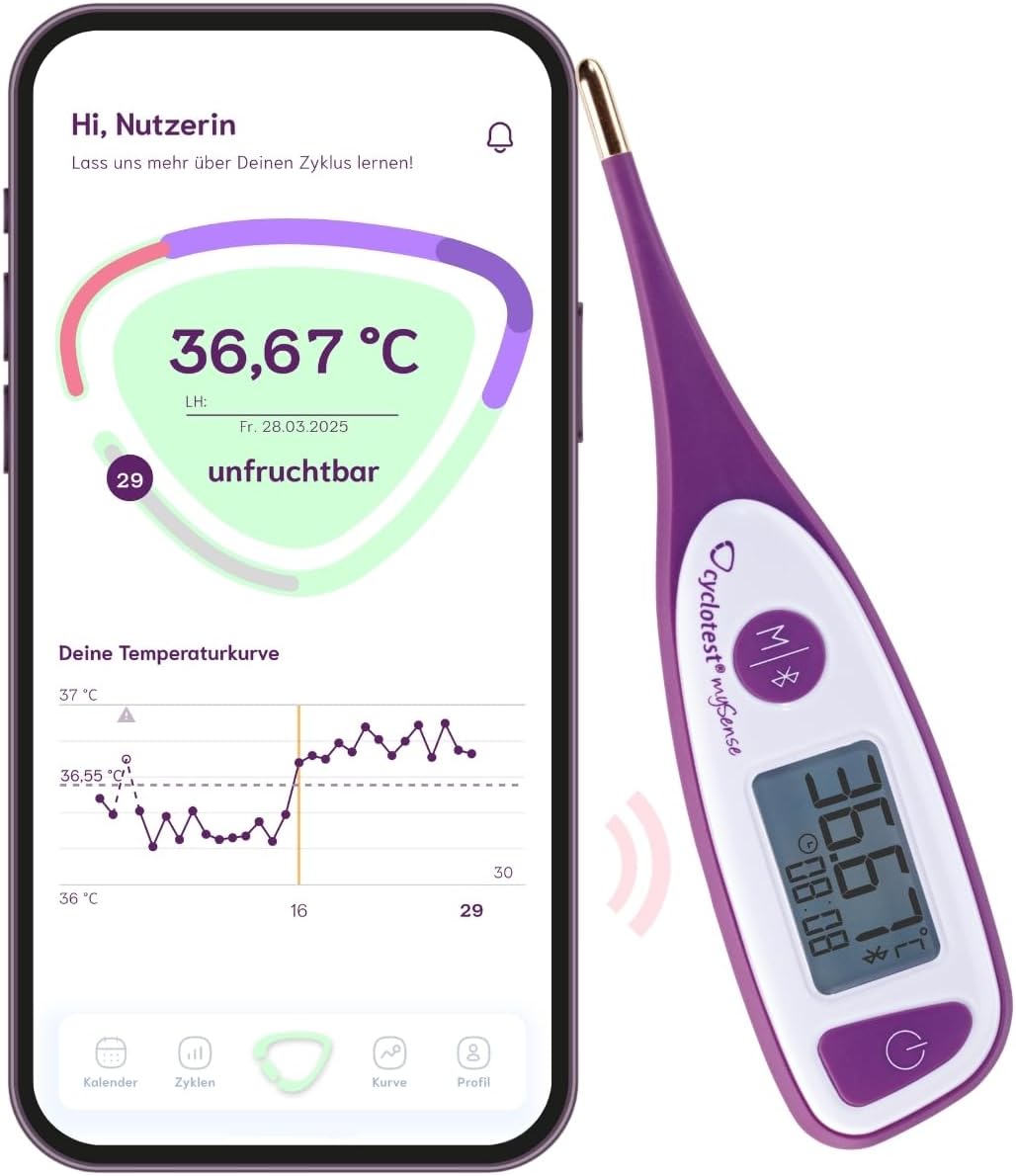 cyclotest mySense Bluetooth Basal Thermometer for Cycle Control - NFP Thermometer with App for Natural Contraception