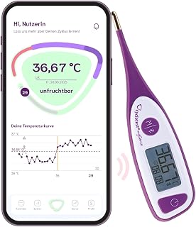 cyclotest mySense lifetime Basalthermometer mit Bluetooth & Zyklus-App zum Messen der Basaltemperatur nach NFP für Kinderwunsch und natürliches Zyklustracking