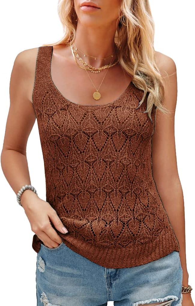 Womens Sleeveless Tank Tops Summer Knit Sweater Vest Casual Cami Shirts Tops - Image 5