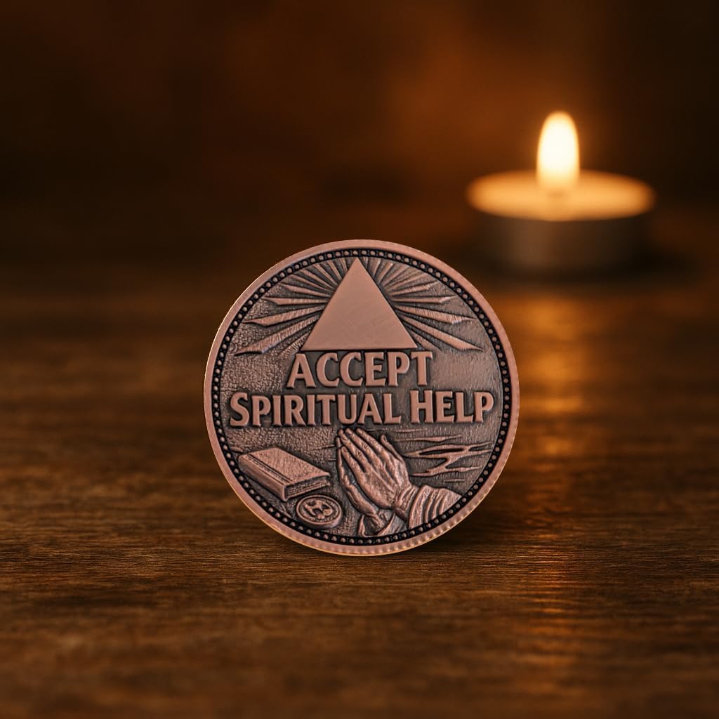 AA Decision Sobriety Coin – Bitter End or Accept Spiritual Help – Copper Recovery Coin