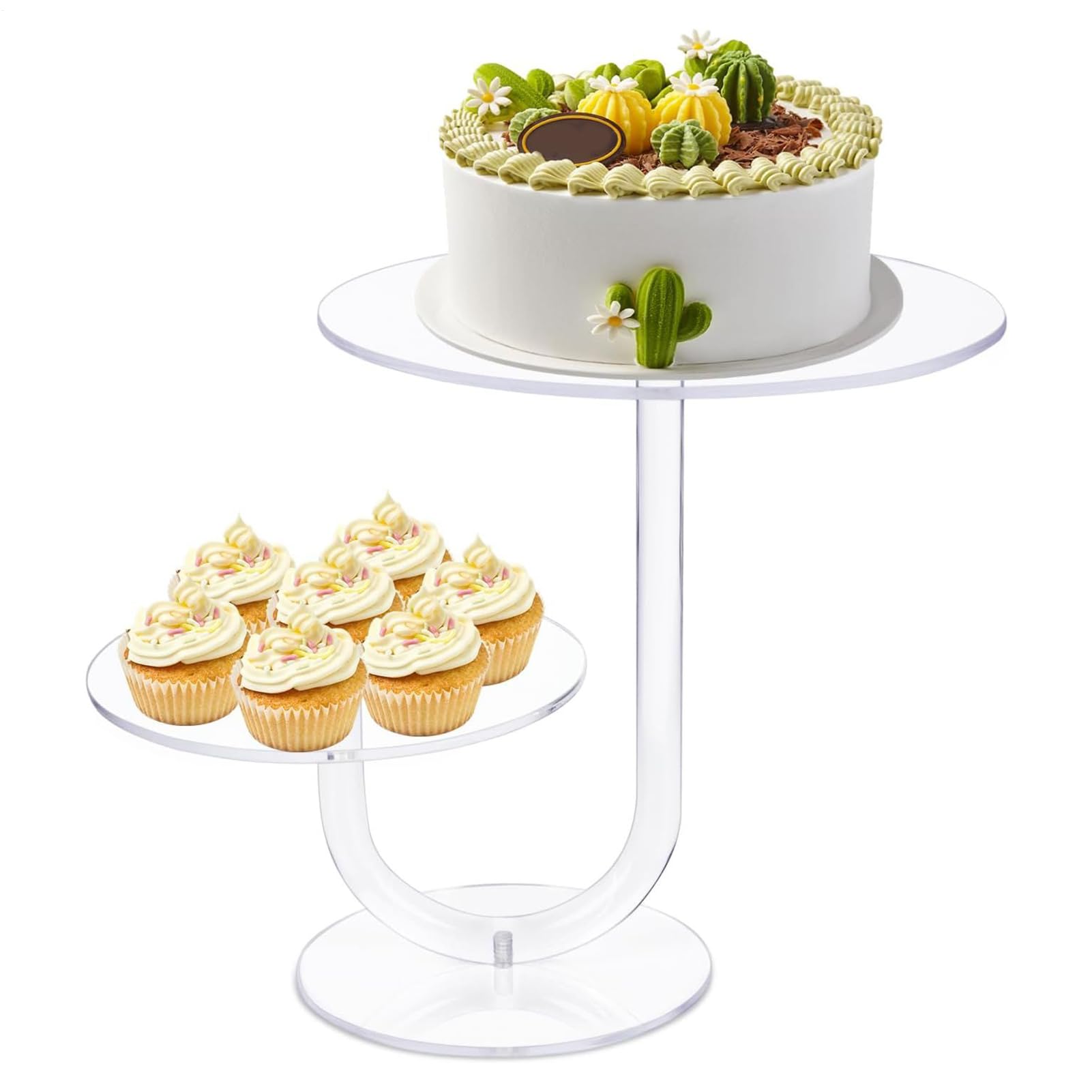 Soporte para Tartas Transparente Soporte Acrílico para Cupcakes De 2 | Organizador De Bandejas Para Exponer Tartas Para Bodas,Cumpleaños,Aniversarios