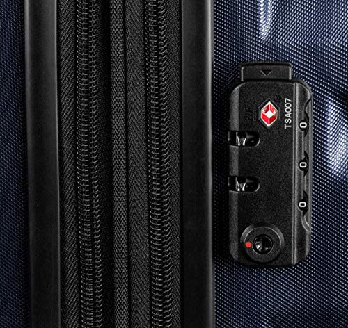 Delsey Paris Alexis Lightweight Luggage, Medium Expandable Spinner Double Wheel Hardshell Suitcases With Tsa Lock, Navy, Checked-Medium 25-Inch #TOP5