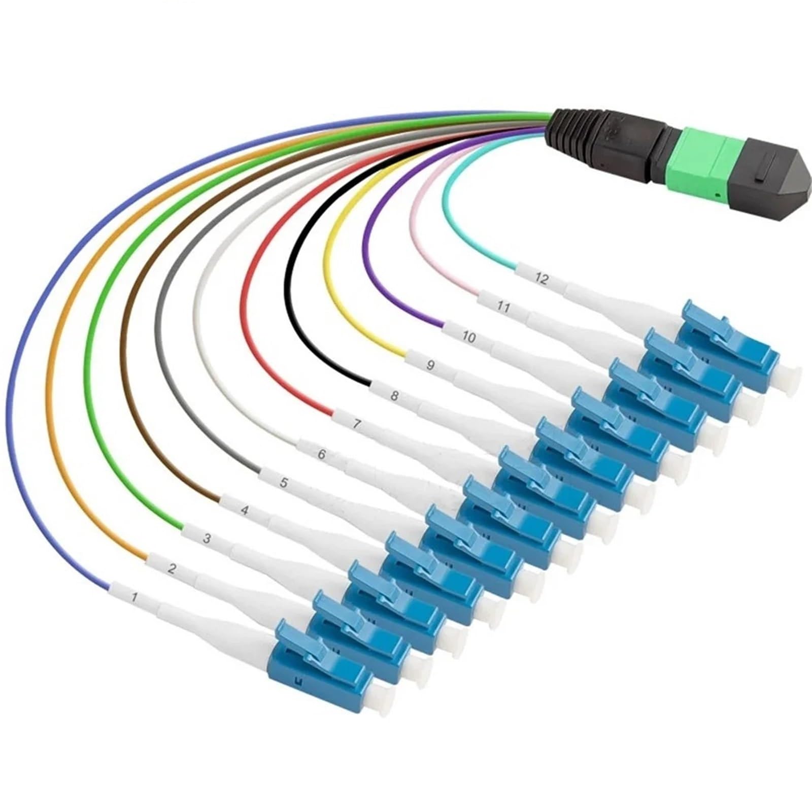 Cordon de raccordement fibre optique MPO-LC 12 brins 0,9 mm 30 cm(0.3m MPO-LC SM)