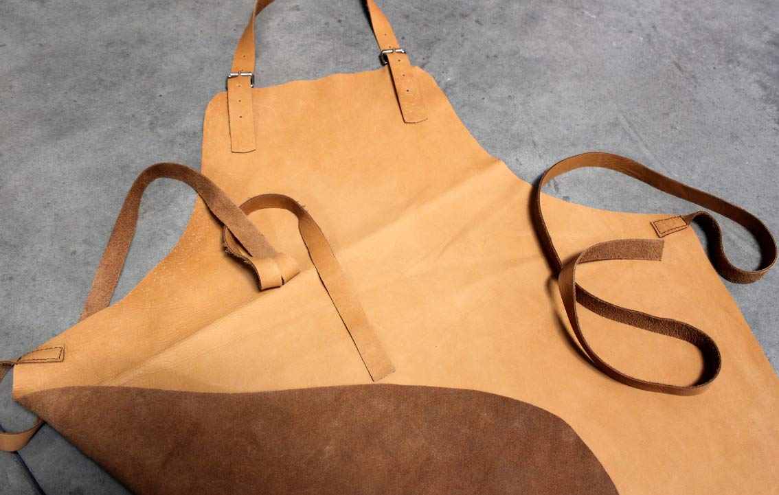 Beau tablier de travail en cuir véritable naturel, tablier de protection, marron, beige, solide et doux., miel, One Size