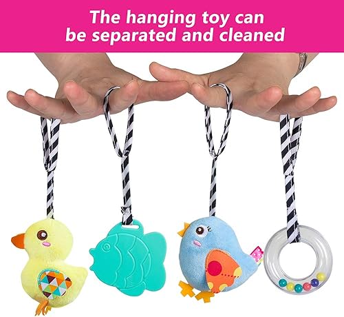 Miniatura 3 de Juguetes de asiento de coche para bebé, juguetes colgantes en espiral de actividad, juguetes de cuna de felpa con chirriante para niño o niña (pato)