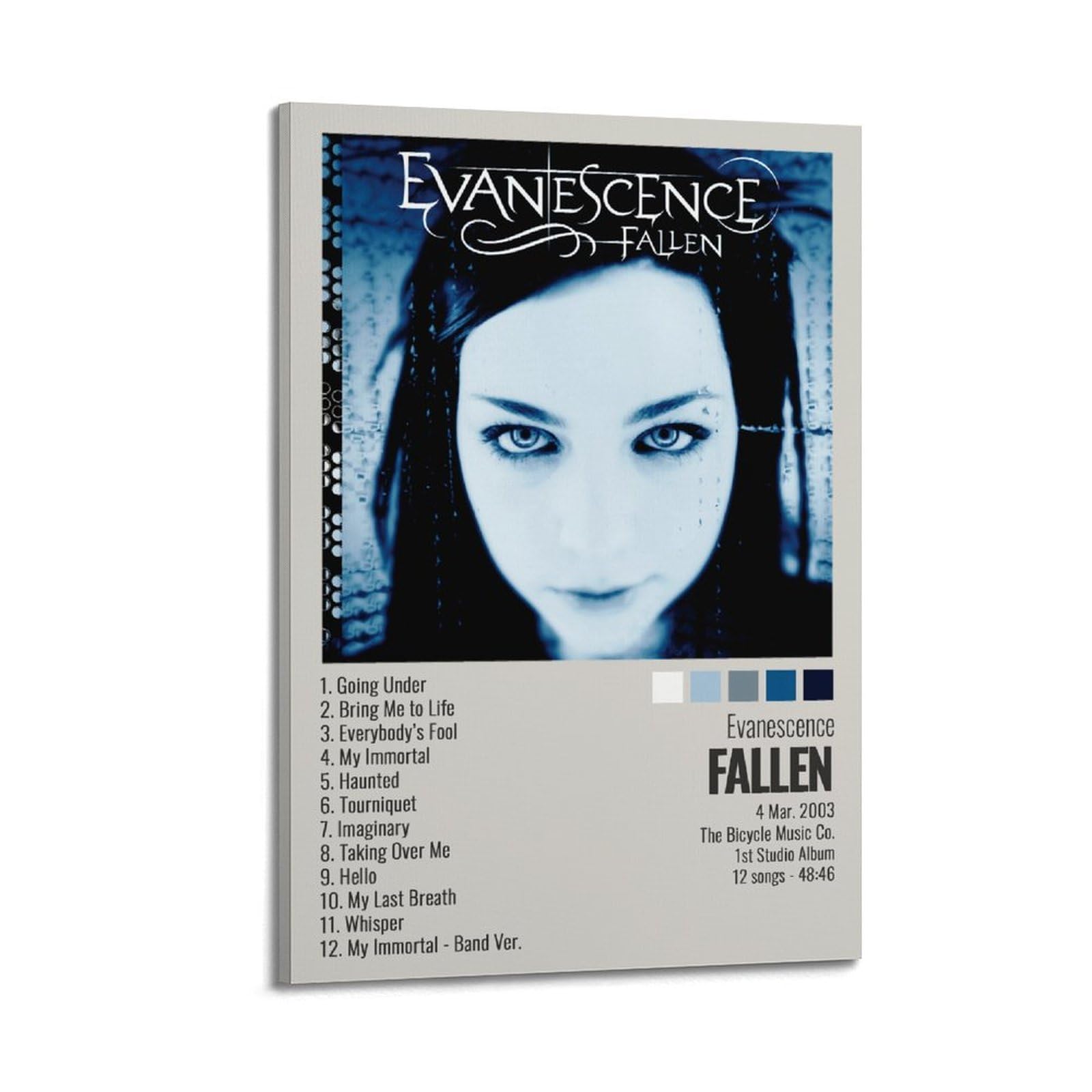 Fdrpmhc Frame-Style Evanescence Poster Art Album Cover Canvas Wall Art Decor Living Room Modern Family Bedroom 12X18inch(30X45cm)