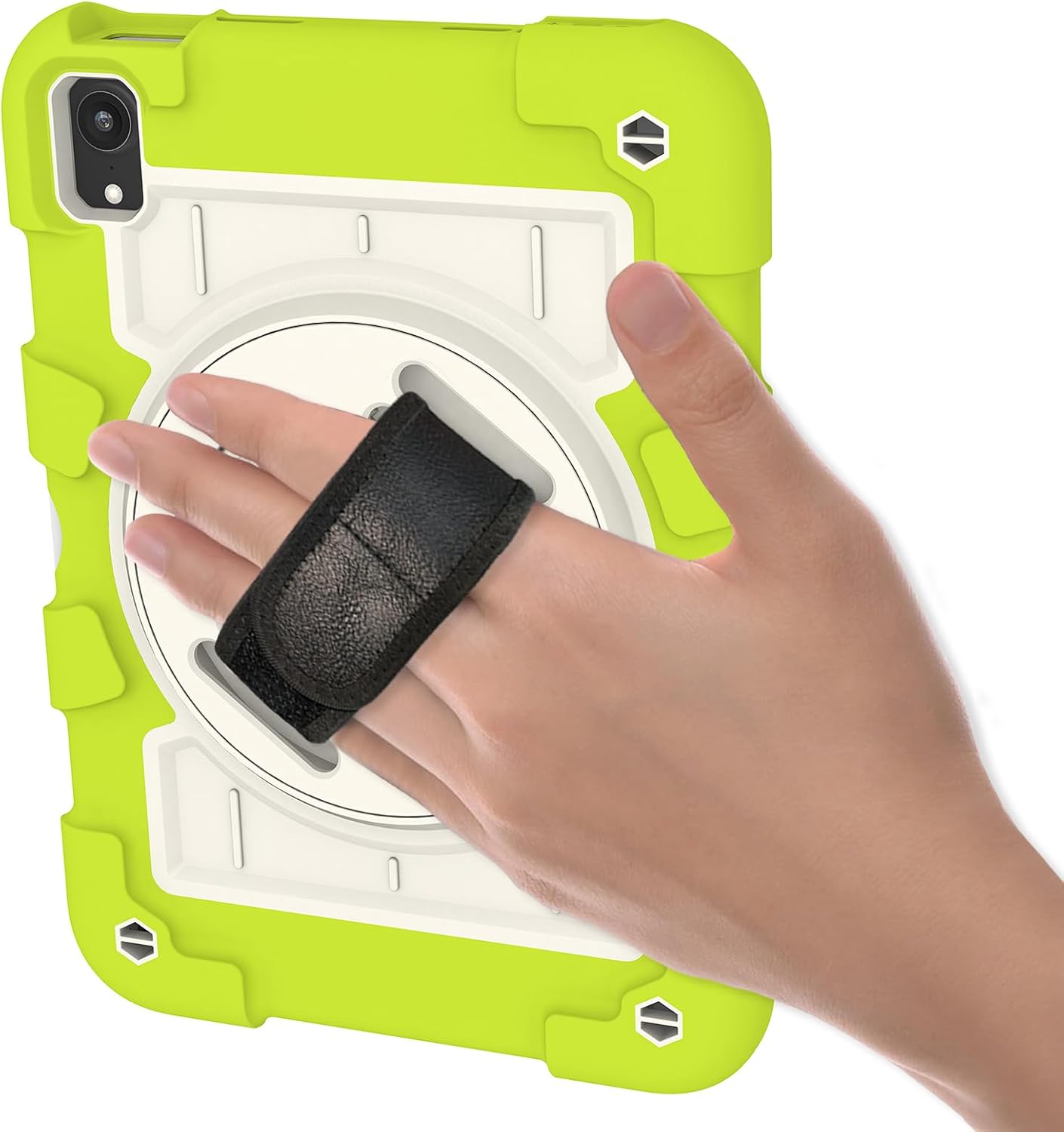 for iPad Mini 7 A17 Pro Case 2024 iPad Mini 6th Generation Case 2021 8.3 Inch Shockproof iPad Mini 7/6 with Protector Rotating Hand Strap + Stand (Love Birds Green)