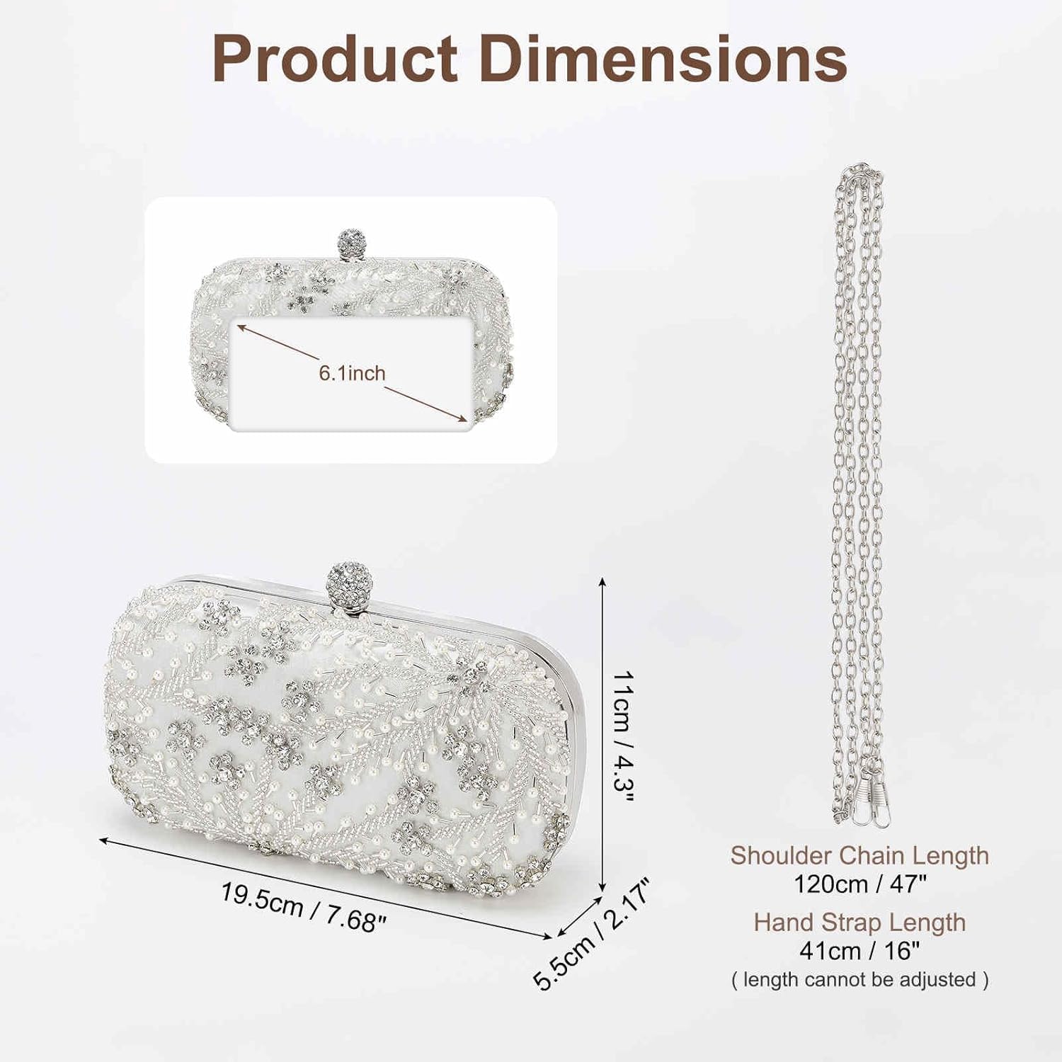 DTGN Evening Bags Clutch Purses for Women Formal, Bridal Purses Rhinestone Handbags Shoulder Bag with Chain Sparkly