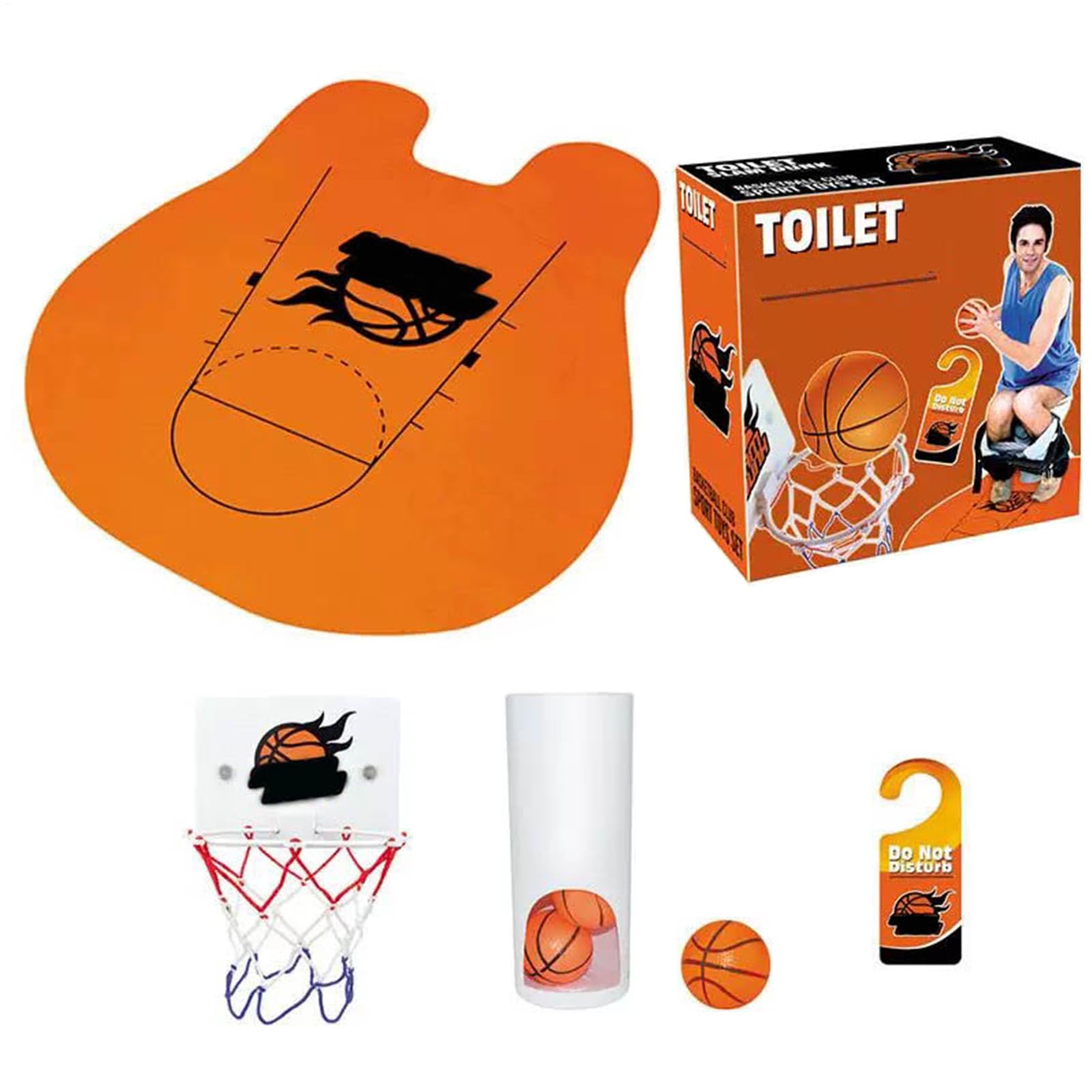 Pallacanestro per vasca da bagno - Tappetino da 29 pollici | Set da gioco in tessuto PVC: divertente giocattolo da bagno con cestino per riporre palline in rete, secchio, carta per porta per bambini,