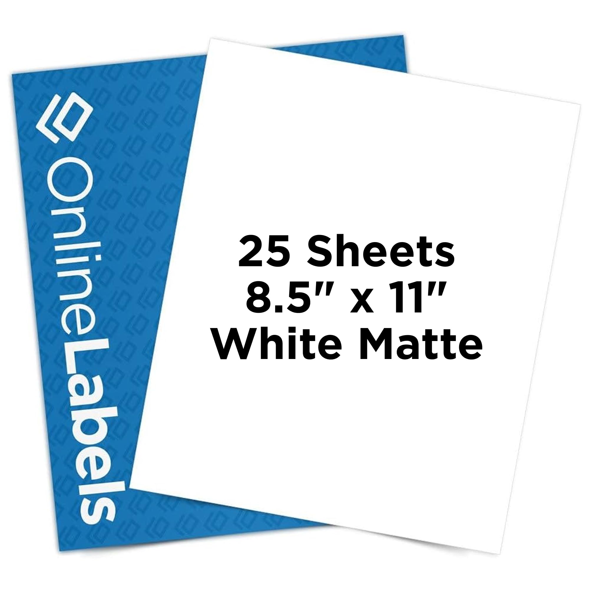 OnlineLabels 8.5" x 11" Full Sheet Sticker Paper – Permanent Adhesive, White Matte – Works With Cricut & Silhouette – for Inkjet & Laser Printers –