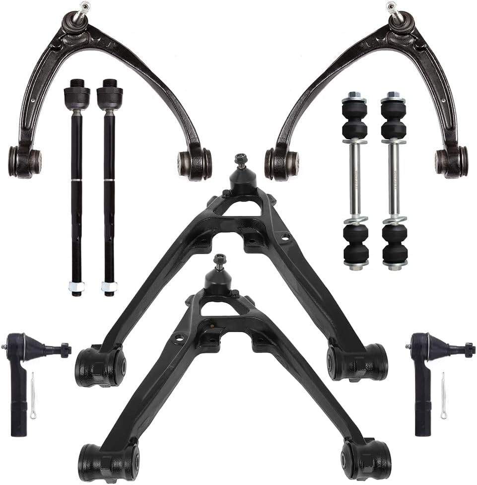 ASAPE 10 Pcs Suspension Kit - Fit 2007-2013 for GMC Yukon XL 1500 2007-2013 for Chevrolet Avalanche - Front Lower and Upper Control Arm w/Ball Joint Front Outer and Inner Tie Rod End Sway Bar End Link