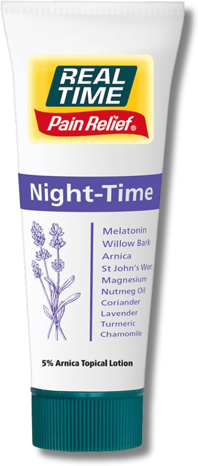 Real Time Pain Relief Night-Time Cream - 3oz Tube | Sleep Aid with 21 Natural Ingredients | Relieves Joint and Muscle Discomfort for More Restful Sleep | Includes Melatonin, Lavender, Magnesium