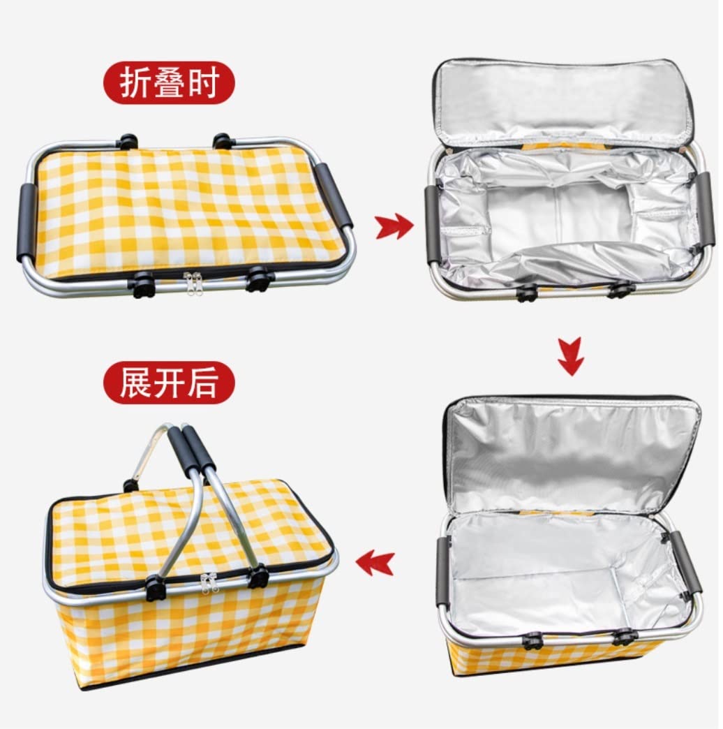 Cestino da Picnic Feste Borsa Termica Isolata Cestino da Picnic Pieghevole Portatile A Prova di Perdite per Scaldavivande Gita all’Aperto(Grün)
