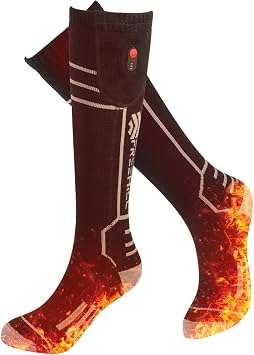 FREEHILL Merino Wool Rechargeable Heated Socks - Toe & Full Sole Heating | 5V 5000mAh Rechargeable Battery, One-Button, 3 Heat Levels, Soft & Breathable, Flat Cable for Better Fit