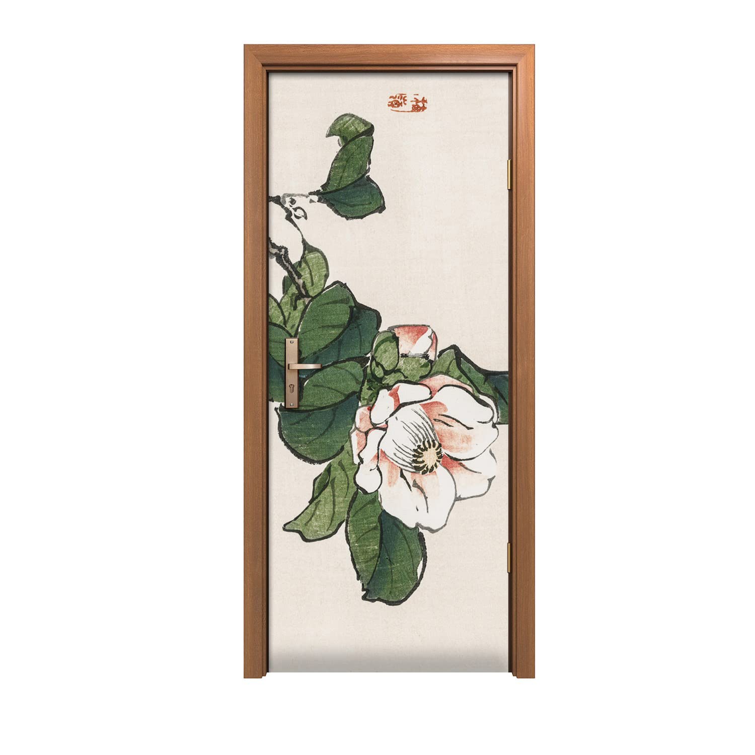 Autocollant de porte fleurs asiatiques pour créer une ambiance zen dans votre salon