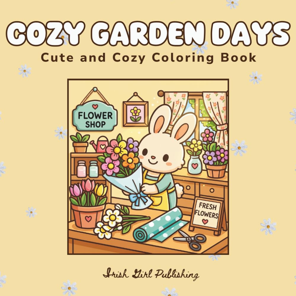 Cozy Garden Days: Cute and Cozy Coloring Book for Adults and Kids
