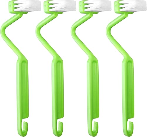 AUEAR, Paquete de 4 cepillos curvos para inodoro, 8 pulgadas, tipo V, de plástico, cepillo de limpieza de borde de inodoro