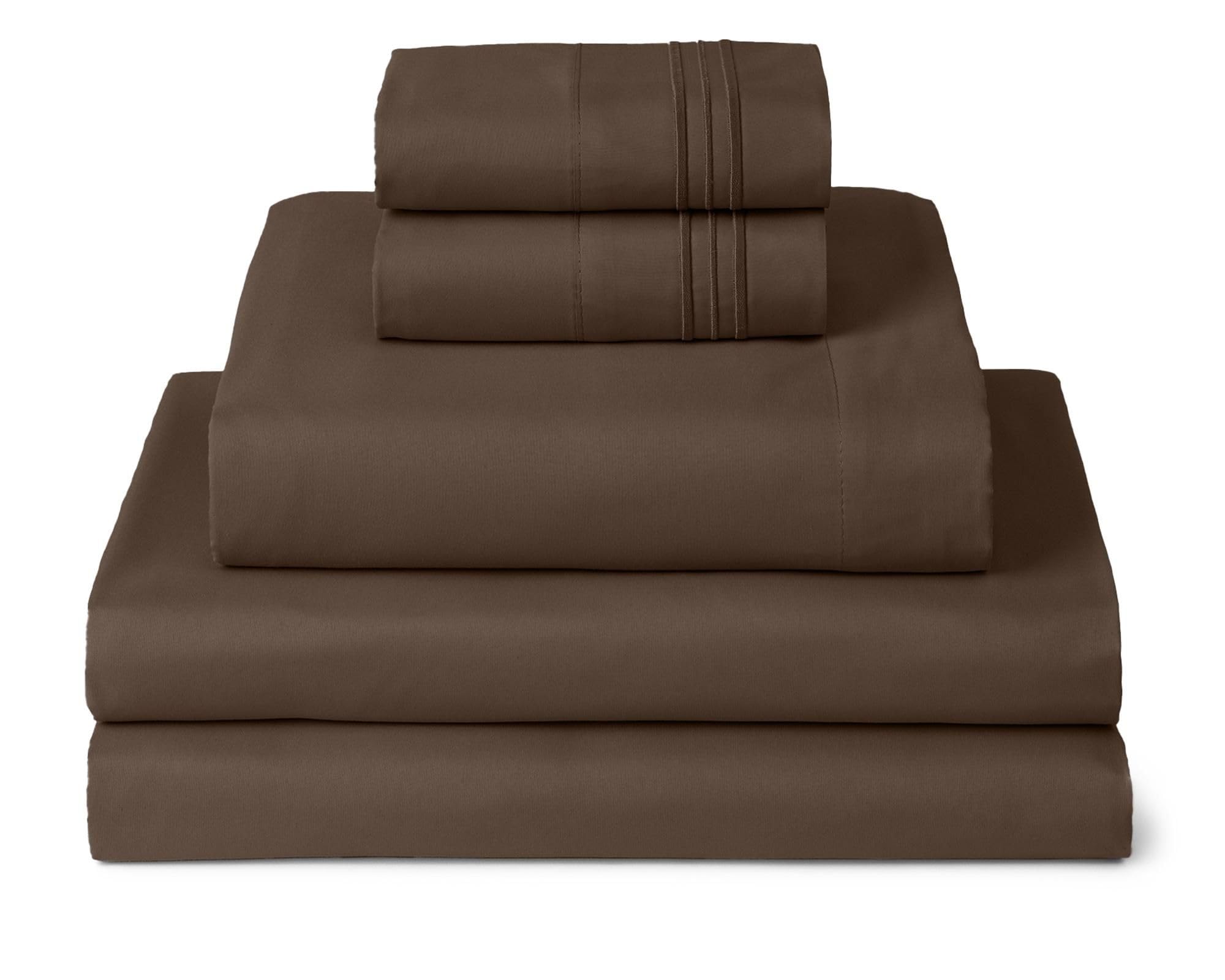 Split King , Brown : Mellanni Bed Sheet Set - HIGHEST QUALITY Brushed Microfiber 1800 Bedding - Wrinkle, Fade, Stain Resistant - Hypoallergenic - 5 Piece (Split King, Brown)