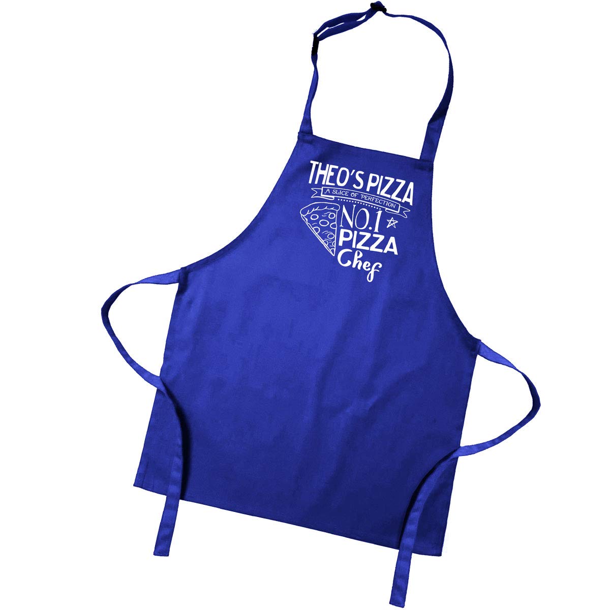 Personalised Kid's Colour Apron. Pizza Chef Children's Apron In colours (7-10 yrs, Blue)