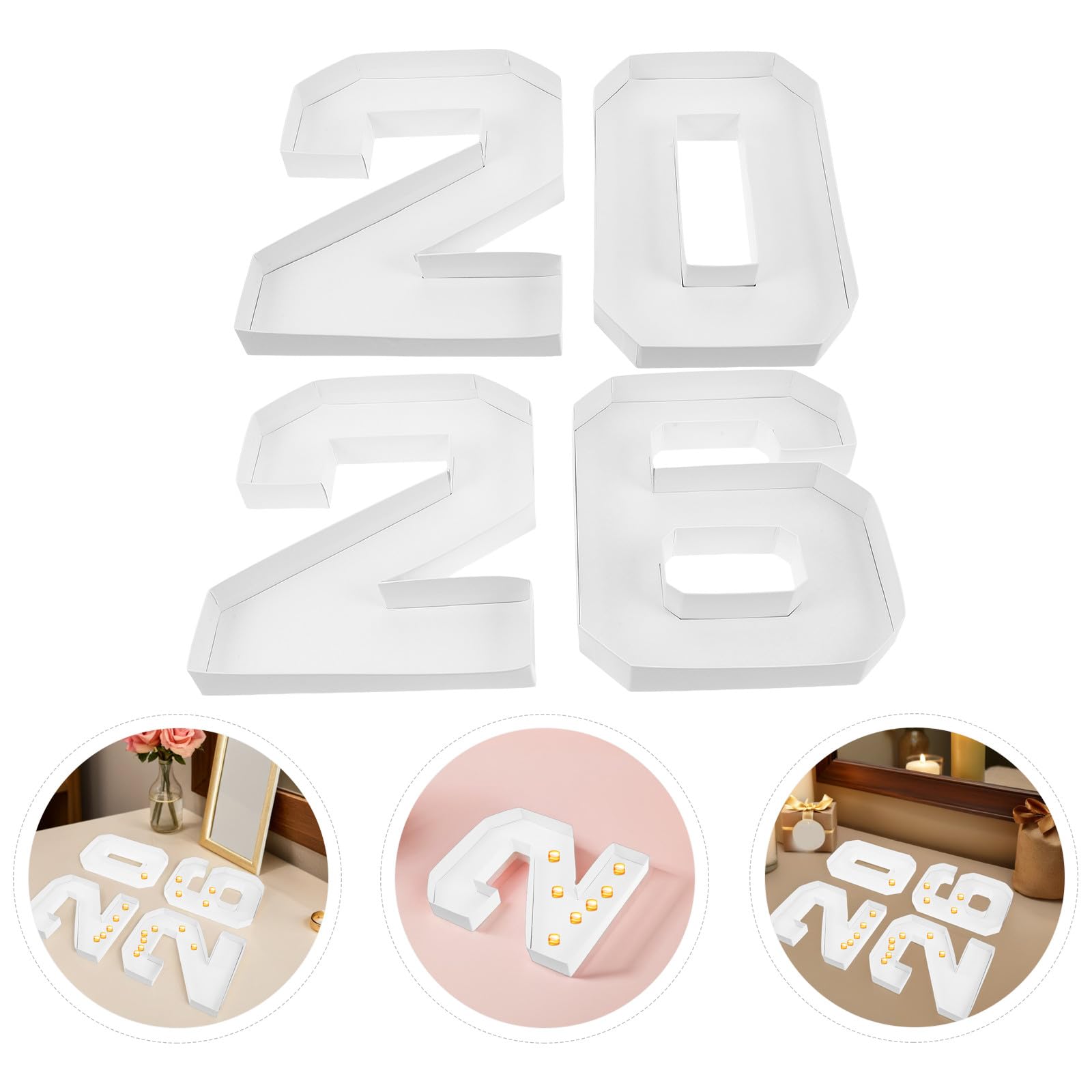 HOLIDYOYO Caja de Cartón 2026 para Dulces y Chocolates, Contenedor Rellenable Diseño Numérico Color Claro, Bandeja para Snacks y Fiestas, Cajita Obsequio Reutilizable y Resistente