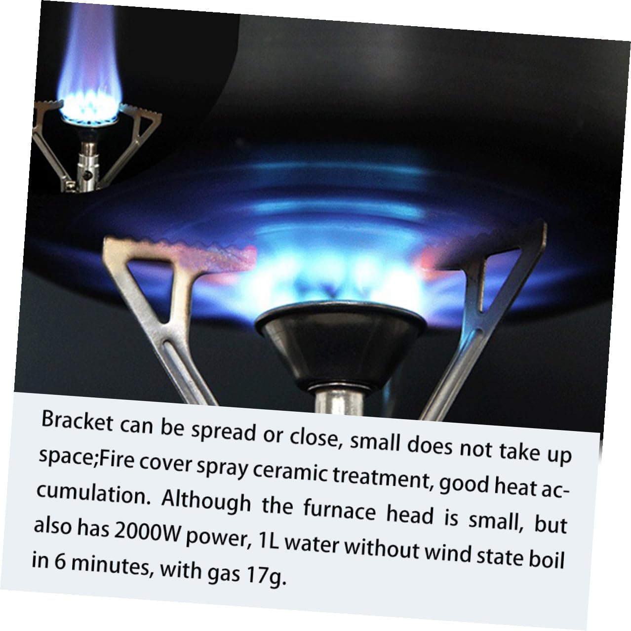 Portable Camping Stove Burner, Mini Stainless Steel Gas Cooker with Safety Leak-proof Head, Lightweight Picnic Stove for Outdoor Hiking and Backpacking