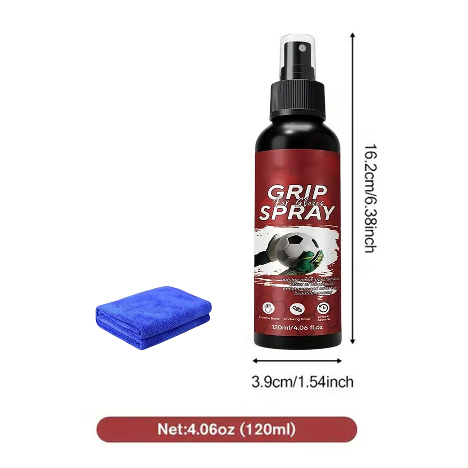 Spray Antideslizante para Guantes de Portero 120ml Secado Rápido Fútbol Baloncesto