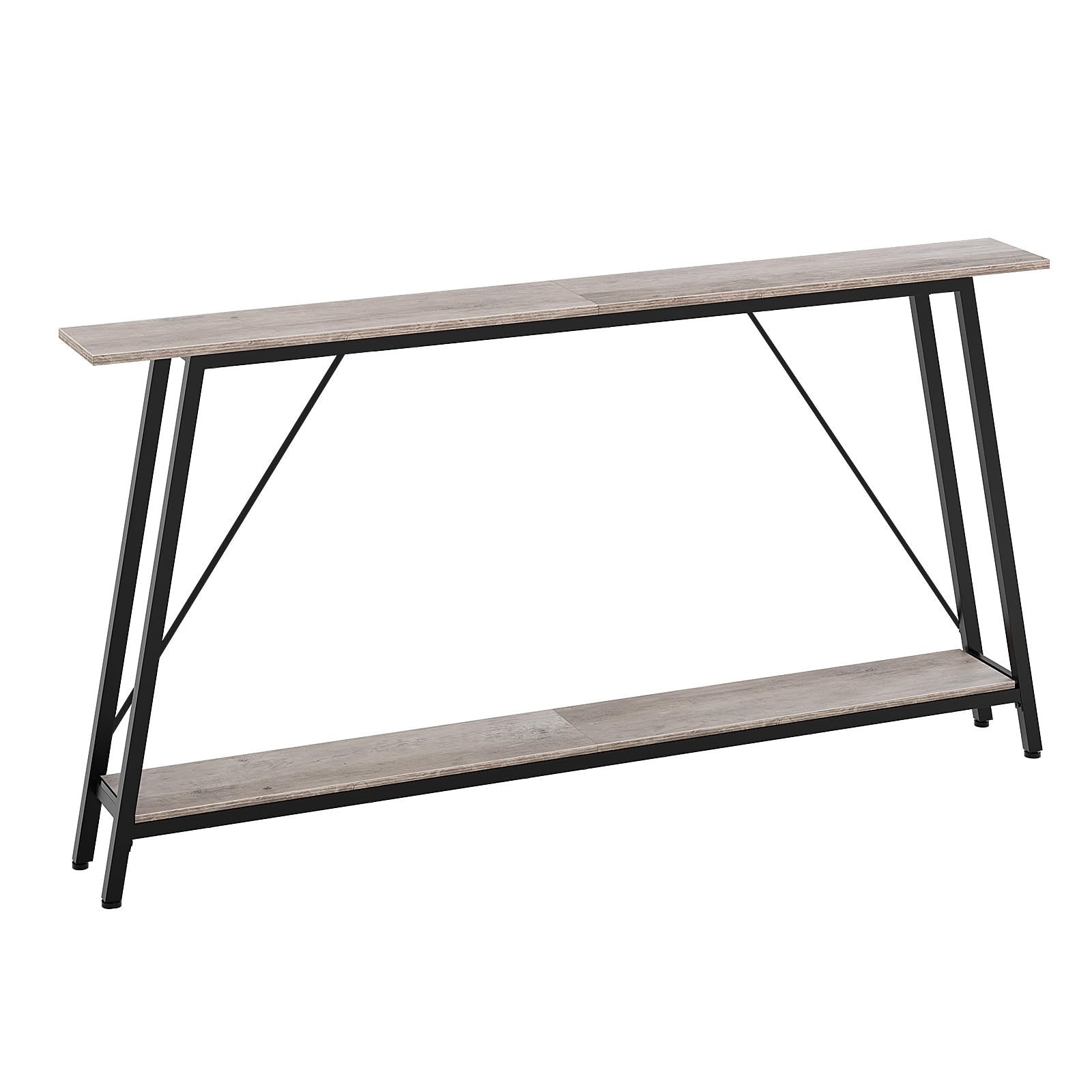 YATINEY 63" Console Table, Narrow Long Entryway Table, Industrial Skinny Sofa Tables, 2-Layer Hallway Table for Entryway, Display Table Behind Couch, Greige and Black CT16BG