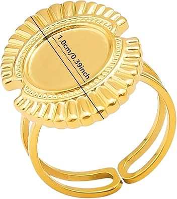 5pcs Brief Heart/Ellipse/Water Droplet Golden Stainless Steel Ring Plant Sun Adjustable Rings For Women Men Jewelry Anillo