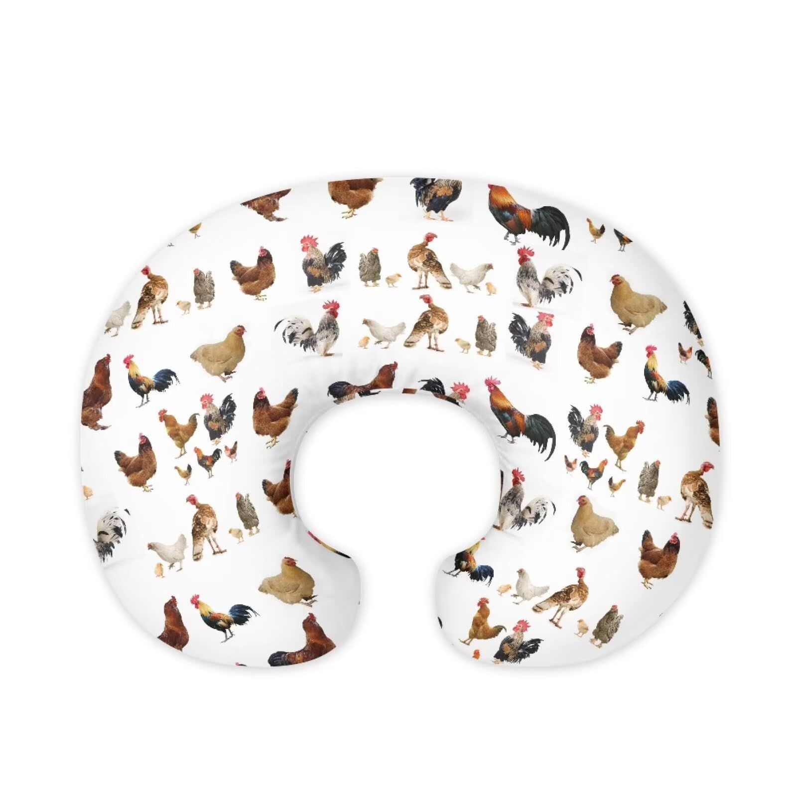 Nopersonality Rooster Baby Nursing Pillow Cover Removable Breathable Breastfeeding Pillow Slipcover for Bottle Feeding, Lightweight Stretchy Nursing Pillow Case