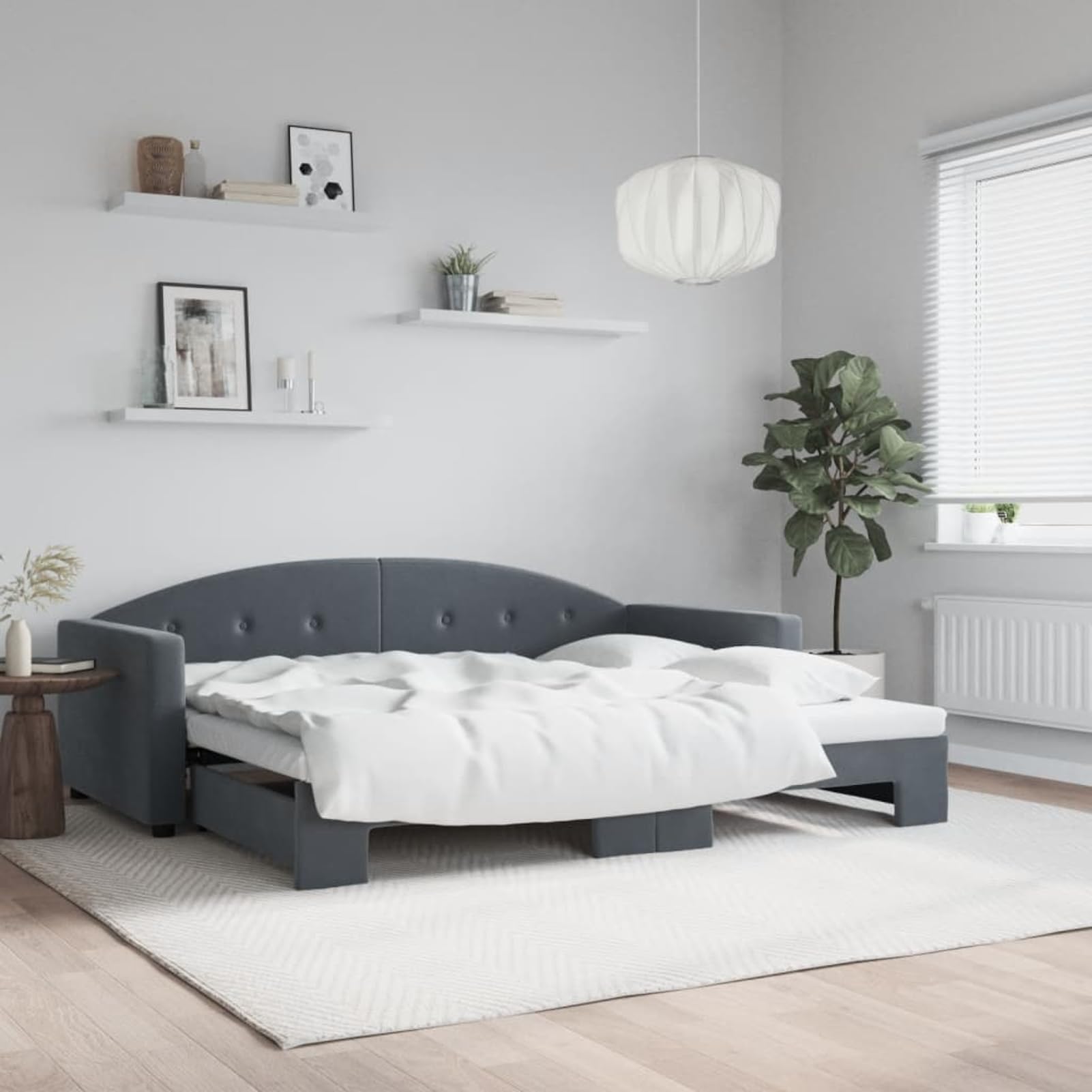ATOMSTACK MAKER Divano letto pieghevole 2 in 1 per adulti, divano convertibile grigio scuro in velluto e poliestere (222 x 100 x 75 cm), ideale per soggiorno o camera da letto, include struttura in