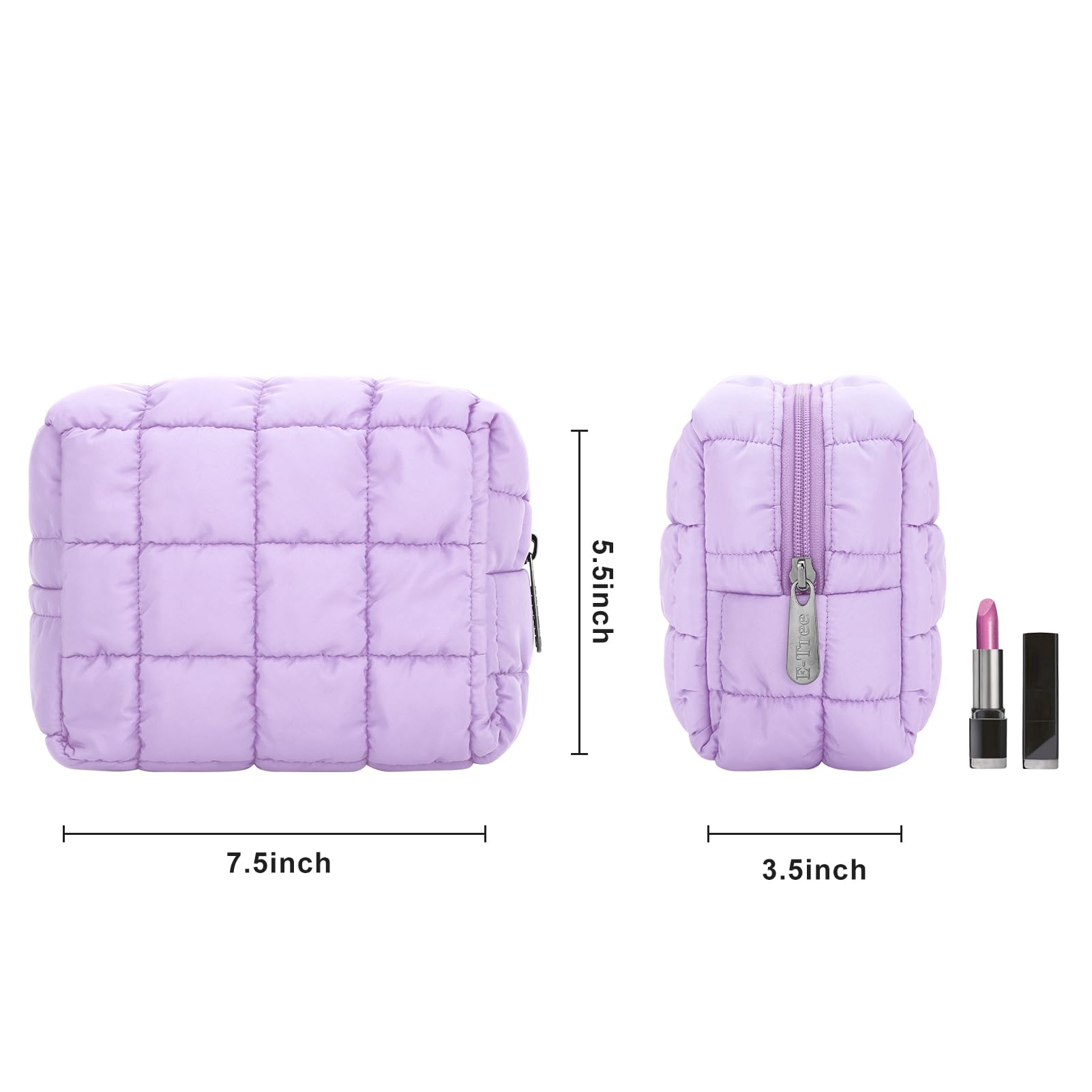 dobsechs Travel Toiletry Wash Bag for Women Cotton Makeup Cosmetic Organizer Storage Bag for Girls Purple 8 inch - Image 2