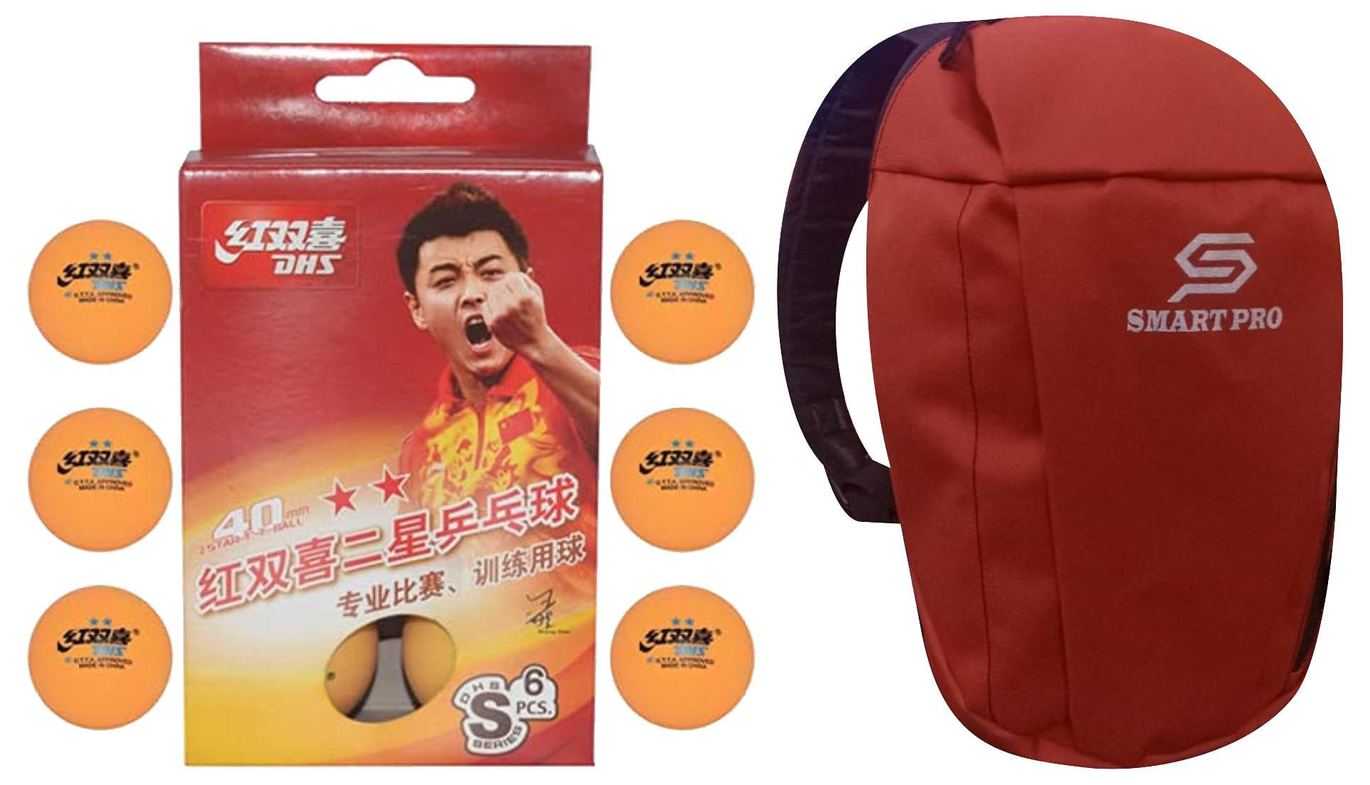 DHS TT Ball S-S1840BY 2 Star Y Supermarket (6 Pcs Box) 18 PCS with Smart PRO TT Special Cover Speed MEHROON-image-38