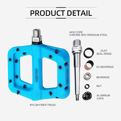 Miniatura 4 de Rwlre Pedales de bicicleta, rodamientos de sello ultraligeros Pedales de bicicleta de bicicleta de nailon para carretera BMX MTB, pedales de