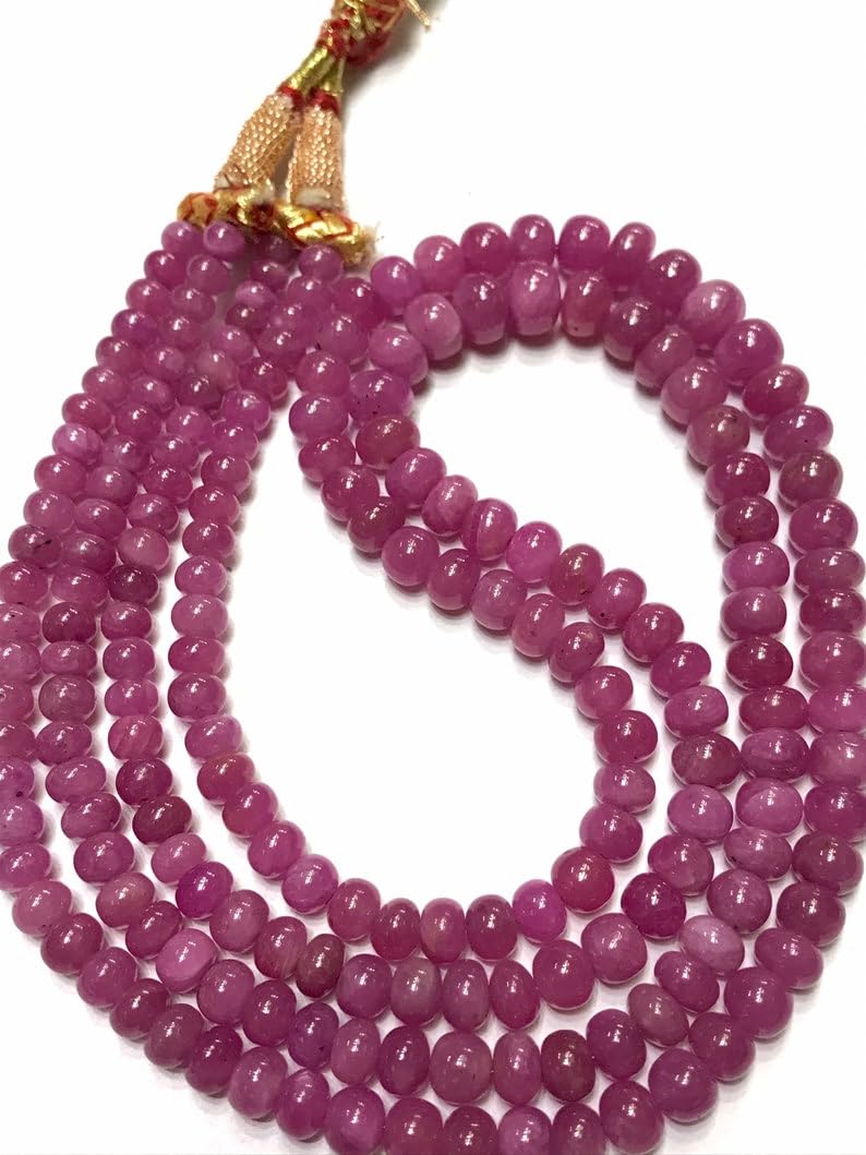 Saphir rose naturel certifié : perles lisses haut de gamme pour création de bijoux raffinés