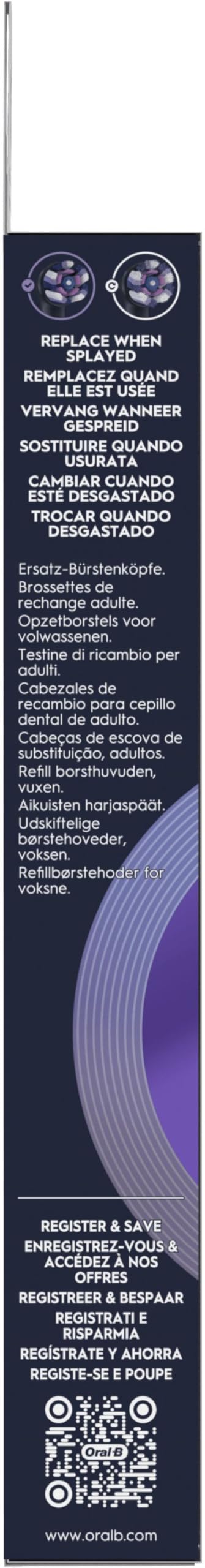 Oral-B iO - Juego de 4 cabezales para cepillo de dientes eléctrico Oral-B iO, color blanco brillante, color negro