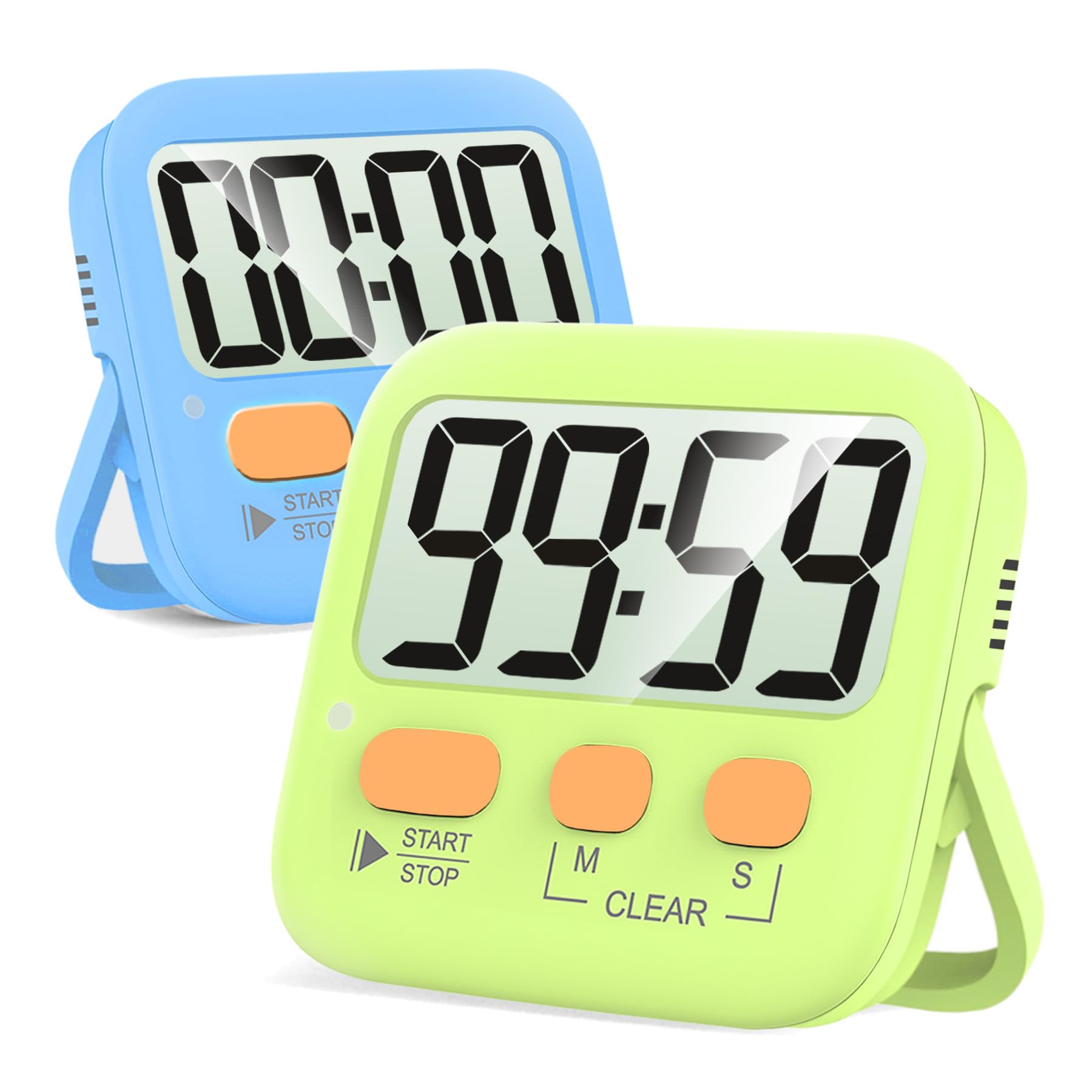 Antonki 2 Pack Timer for Kids, Magnetic Countdown Timers for Kitchen, Cooking, Egg, Classroom, Teacher, Exercise, Study, Oven - Battery Included