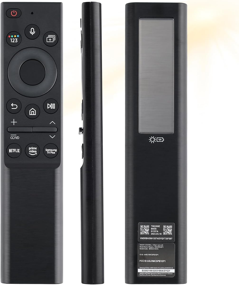 Universal Voice Replacement Remote Control, BN59-01357A Solar Powered Voice Universal Remote Control, Compatible with for Samsung TV Remote Controls, with Shortcut Keys and Solar Charging Function